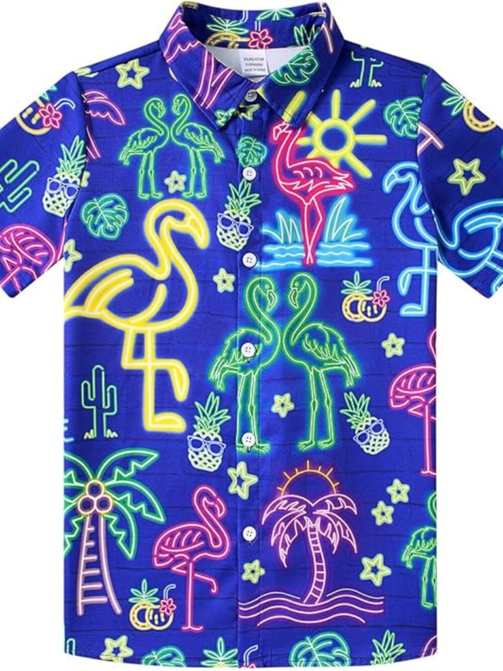 Boys Hawaiian Shirts Novelty Printed Funky Short Sleeve Button Down Shirt